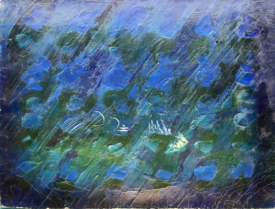 عمل ASO-0518, أعماق زرقاء, Augusto Salvatore Oppo, 50 x 38 cm