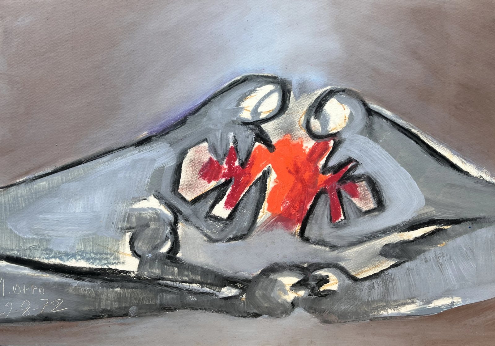 Opera ASO-0532, L’abbraccio, Augusto Salvatore Oppo, 50 x 35 cm